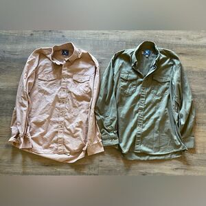 Texas Cotton made in USA mens size large long sleeve button up shirts lot of two